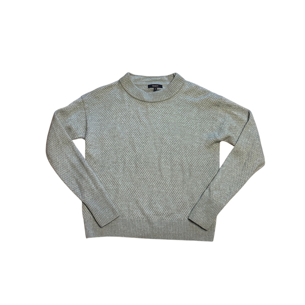 Quince Baby Alpaca Wool Diamond Stitch Crew Sweater SAGE GREEN Small